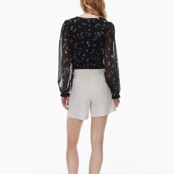 ❗️SOLD❗️Aritzia Wilfred Black Chiffon Long Sleeve Smock Blouse Size M - Picture 3 of 11